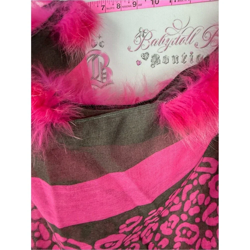 Blue fox skin scarf dyed fur pink Fuchsia Leopard-Print Fur Trim circle scarve